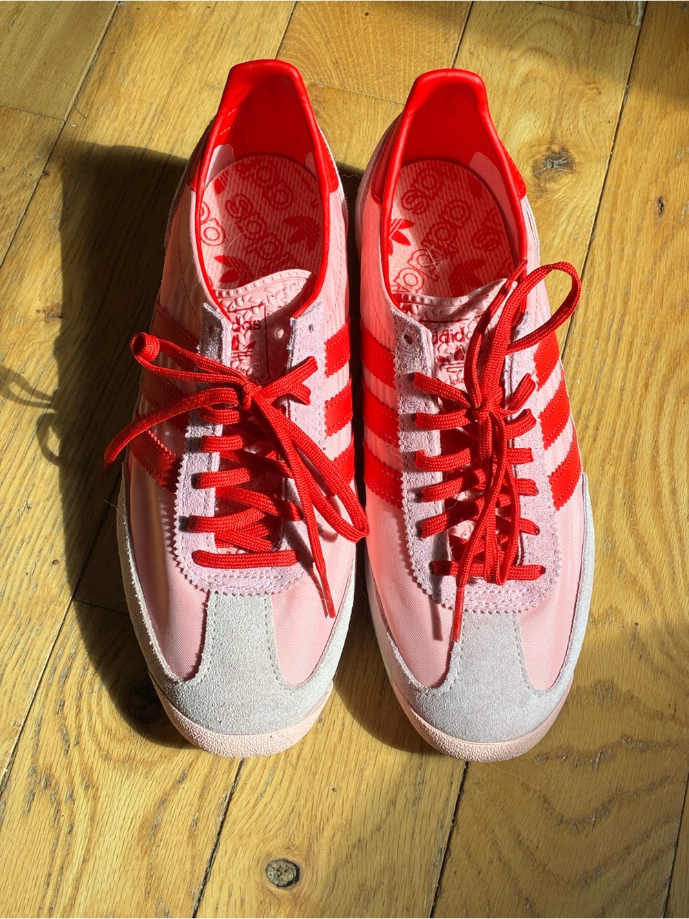 adidas Originals Pink Trainers with Red Accents